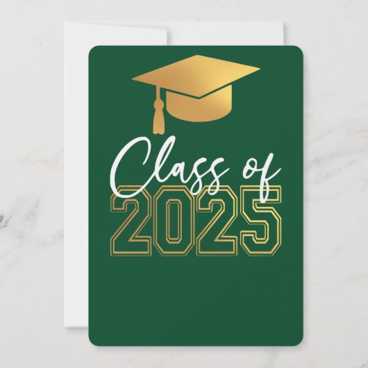 Elegante groene en gouden Afstuderen uitnodiging (Achterkant)