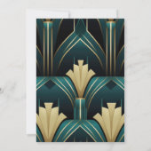 Elegante Groene en Gouden Art Deco Bruiloft Kaart (Achterkant)