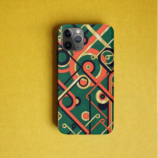 Elegante groene en gouden art deco geometrische Case-Mate iPhone case
