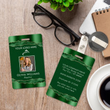 Elegante groene en gouden bedrijfspasfoto's op maa