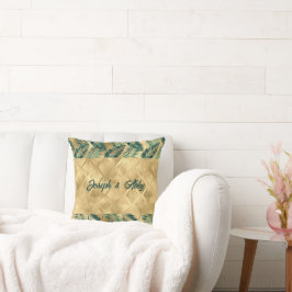 Elegante groene en gouden bladeren kussen