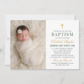 Elegante Groene en Gouden Bloemen Foto Doop Kaart (Voorkant)