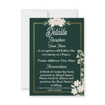 Elegante groene en gouden bloemige trouwdetails