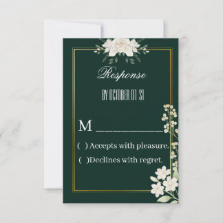 Elegante groene en gouden bloemkaart voor RSVP Bedankkaart