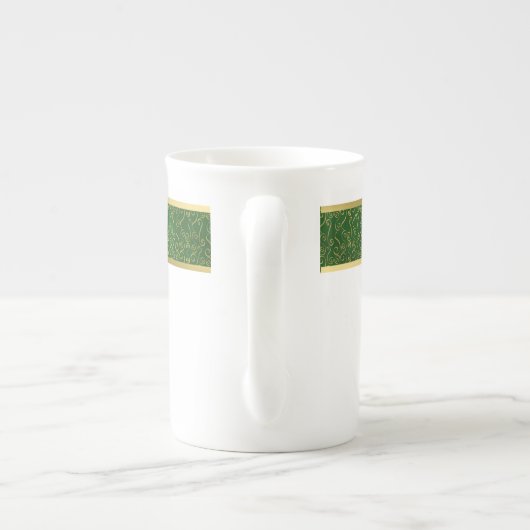 Elegante Groene en Gouden Bone China Mok (Achterkant)