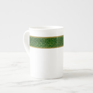 Elegante Groene en Gouden Bone China Mok