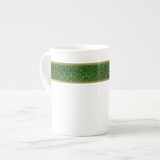 Elegante Groene en Gouden Bone China Mok (Links)