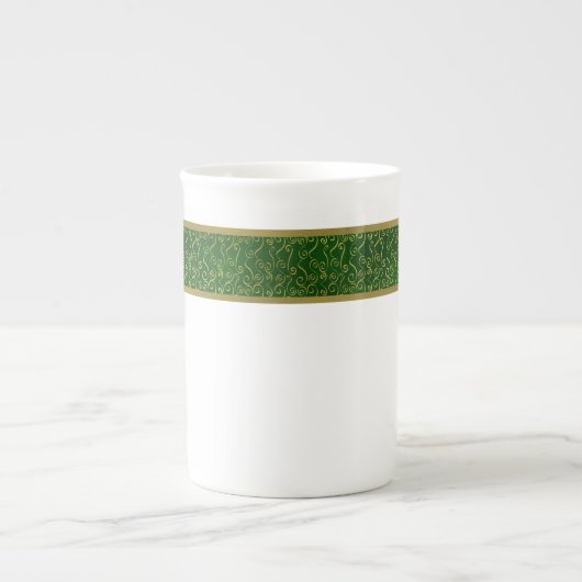 Elegante Groene en Gouden Bone China Mok (Voorkant)