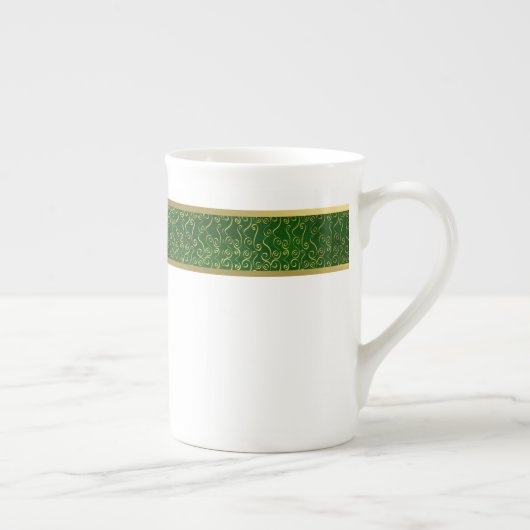 Elegante Groene en Gouden Bone China Mok (Rechts)