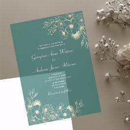 Elegante groene en gouden bruiloft acryl uitnodigingen