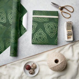 Elegante groene en gouden celtic St. Patrick's Day Cadeaupapier