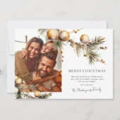 Elegante groene en gouden foto kerstkaarten feestdagenkaart (Voorkant)