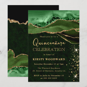 Elegante groene en gouden glinsterende agaat Quinc Kaart