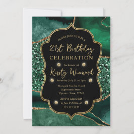 Elegante groene en gouden glitters agaat 21e verja kaart