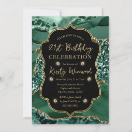 Elegante groene en gouden glitters agaat 21e verja kaart