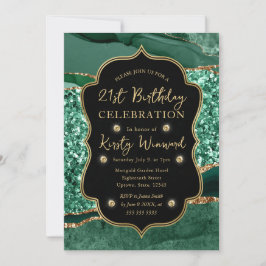 Elegante groene en gouden glitters agaat 21e verja kaart