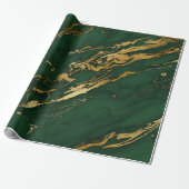Elegante groene en gouden herfst Herfst marmeren s Cadeaupapier (Uitgerold)