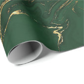 Elegante groene en gouden herfst Herfst marmeren s Cadeaupapier (Rol Hoek)