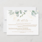 Elegante Groene en Gouden Huwelijksdetailkaart Kaart (Voorkant)