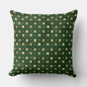 Elegante groene en gouden Ierse klaver Kussen