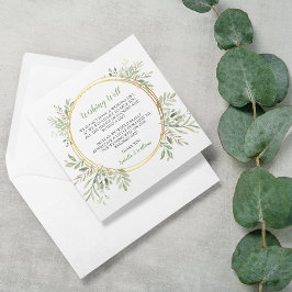 Elegante groene en gouden kader trouw-RSVP Informatiekaartje