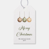 Elegante groene en gouden kerstbal cadeaubijsluite cadeaulabel (Voorkant)