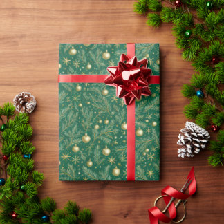 Elegante groene en gouden kerstcadeauverpakking cadeaupapier
