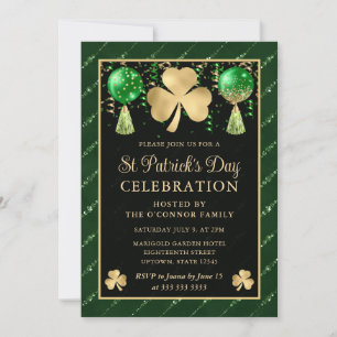 Elegante groene en gouden klaver St. Patrick's Day Kaart