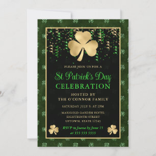 Elegante groene en gouden klaver St. Patrick's Day Kaart