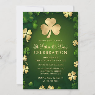 Elegante groene en gouden klaver St. Patrick's Day Kaart