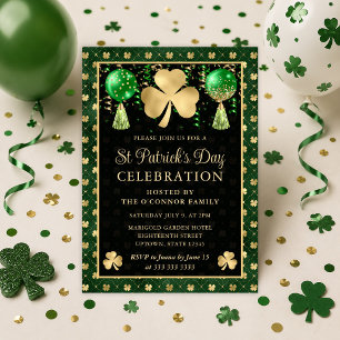 Elegante groene en gouden klaver St. Patrick's Day Kaart