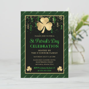 Elegante groene en gouden klaver St. Patrick's Day Kaart