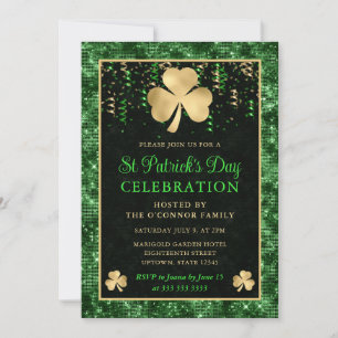 Elegante groene en gouden klaver St. Patrick's Day Kaart