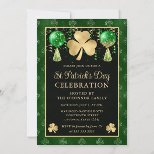 Elegante groene en gouden klaver St. Patrick's Day Kaart