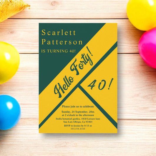 Elegante groene en gouden luxe chique 40e verjaard kaart