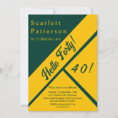 Elegante groene en gouden luxe chique 40e verjaard kaart (Voorkant)