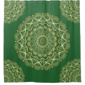 Elegante groene en gouden Mandala Douchegordijn (Voorkant)