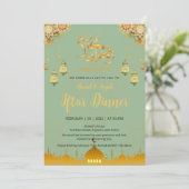 Elegante groene en gouden Ramadan Iftar-diner Kaart (Staand voorkant)