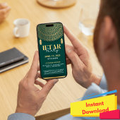 Elegante groene en gouden Ramadan Iftar Party Invi Feestdagenkaart