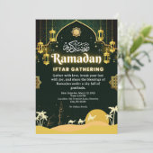 Elegante groene en gouden Ramadan iftar uitnodigin Kaart (Staand voorkant)
