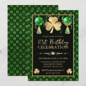 Elegante groene en gouden Shamrock 21e verjaardag Kaart (Voorkant / Achterkant)
