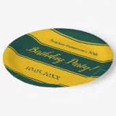 Elegante groene en gouden strepen moderne verjaard papieren bordje (Gekanteld)