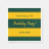 Elegante groene en gouden strepen moderne verjaard servet (Voorkant)