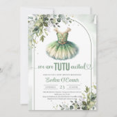 Elegante groene en gouden tutu jurk eucalyptus kaart (Voorkant)