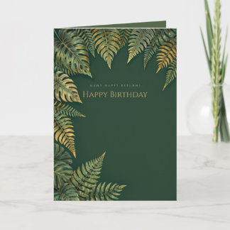 Elegante groene en gouden verjaardagskaart voor he kaart