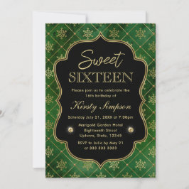 Elegante groene en gouden wintersneeuwvlokken Swee Kaart