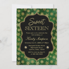 Elegante groene en gouden wintersneeuwvlokken Swee Kaart