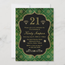 Elegante groene en gouden wintervlokken verjaardag