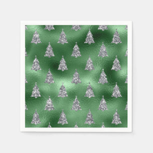 Elegante groene en namaak zilveren kerstbomen servet