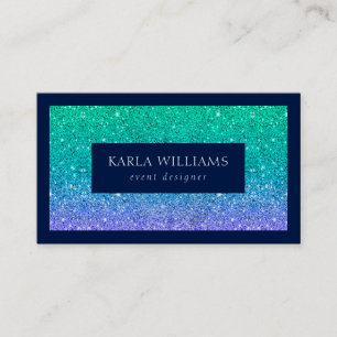 Elegante groene en paarse glitters ombre visitekaartje